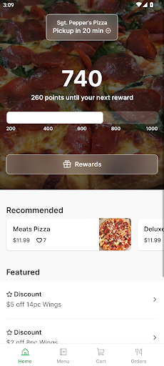 Android application Sgt. Pepper's Pizza screenshort