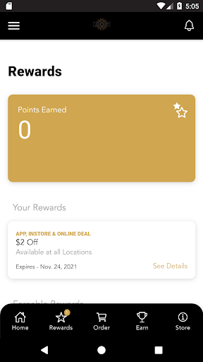 Android application Cafe 641 Rewards screenshort
