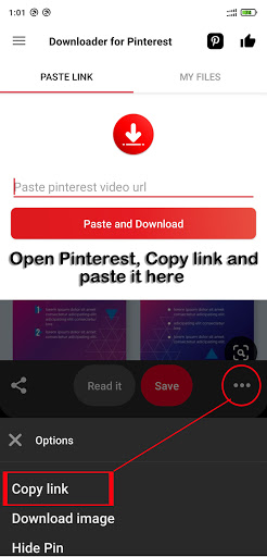 Android application Video Downloader for Pinterest screenshort