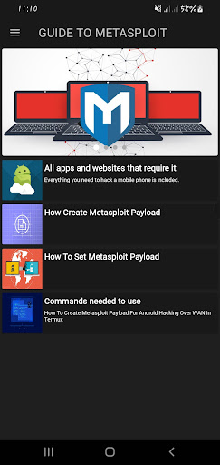 Android application Guide To Metasploit For Termux screenshort