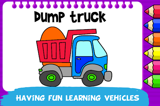 Car Vehicles Coloring Book Screen 2