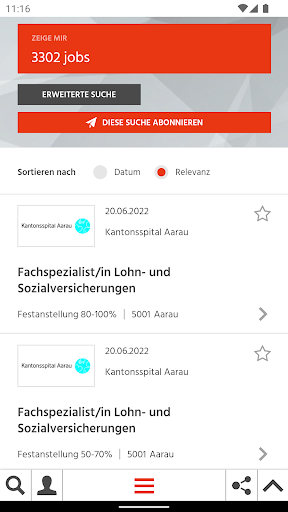 Android application jobbern.ch screenshort