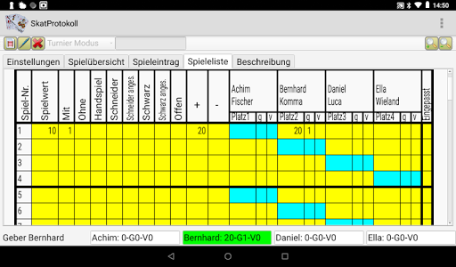 SkatProtokoll Screenshot