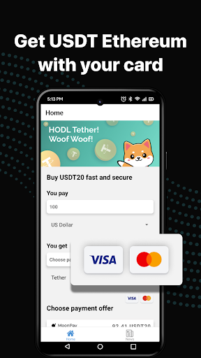 Buy USDT ETH with credit card