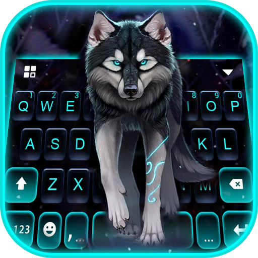 Neon Night Wolf Keyboard Backg logo