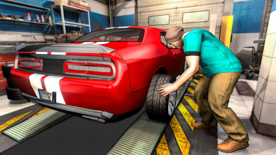 Flat Tire Car Mechanic Garage