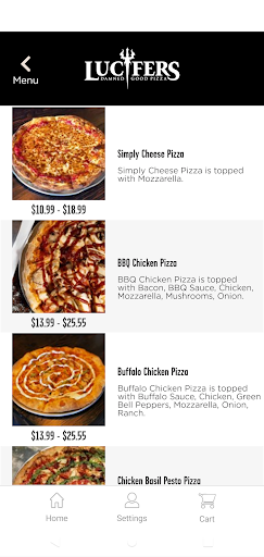 Screenshot of Lucifers Pizza