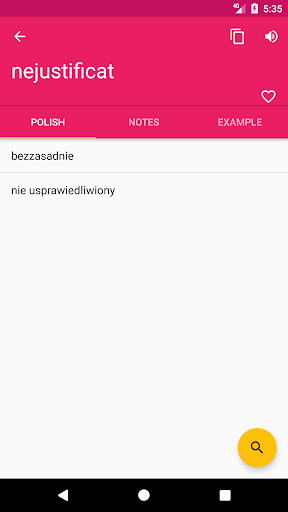Polish Romanian Dictionary Screen 2