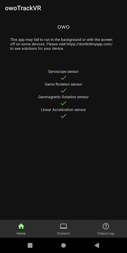 Android application owoTrack screenshort