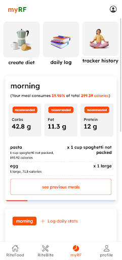 RiteFood - Track your wellness Screen 2