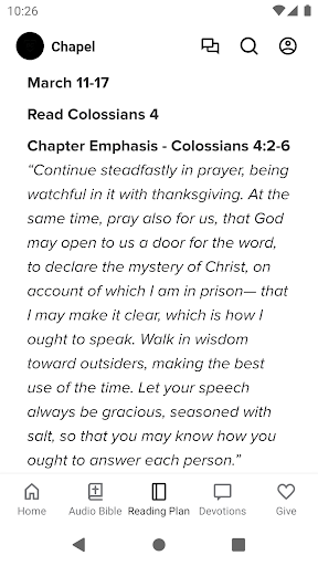 Baseball Chapel App Screen 2
