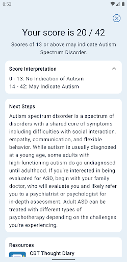 Screenshot of Autism Test (Adult)