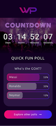 Which Party? Events for you Screen 2