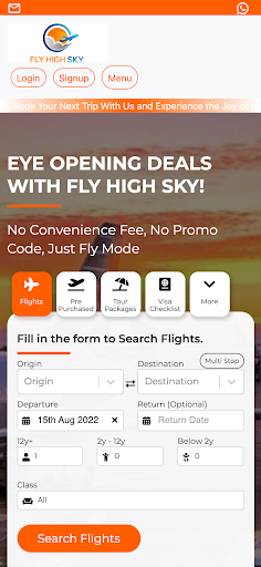 Android application FLY HIGH SKY - Flight & Hotels screenshort
