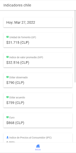 Android application Indicadores económicos Chile screenshort