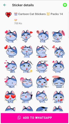 Cute Cartoon Cat Stickers for WhatsApp