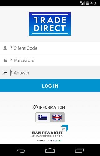 Android application TradeDirect New screenshort