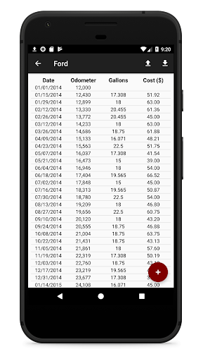 Gas Mileage Logger Screen 3
