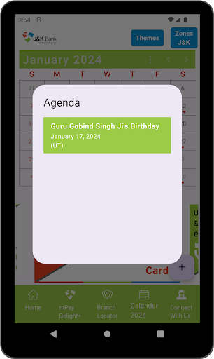 J&K Bank eCalendar Screenshot