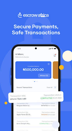 Android application Escrow Africa screenshort