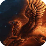 Fiery bird in the sky LWP icon