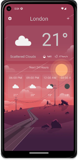 Android application UK Weather screenshort