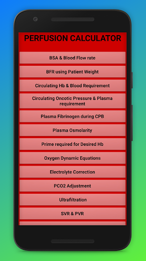 Android application Perfusion Calculator screenshort