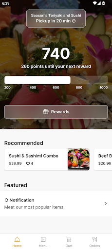 Android application Season's Teriyaki and Sushi screenshort