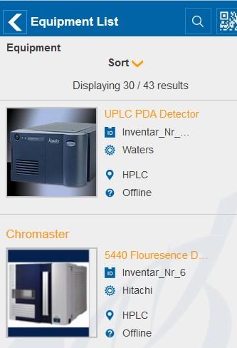 VWR Equipment Management Screen 2