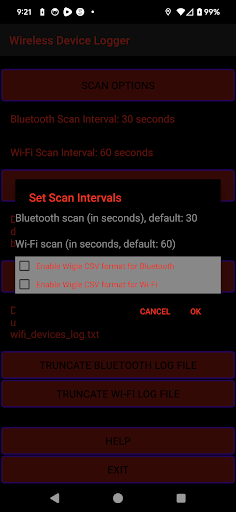 Wireless Device Logger Screen 2