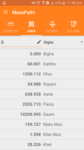 Android application Mana Pathi (Unit Converter) screenshort