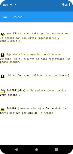 Android application agendapp administración screenshort