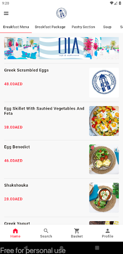 Android application OIA Restaurant & Cafe screenshort