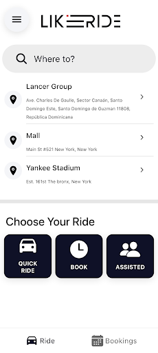 Android application LikeRide screenshort