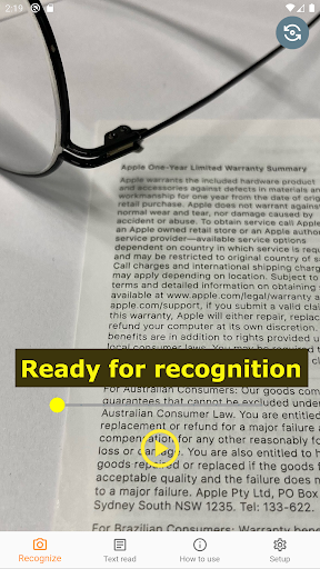 Android application Magnifying glass with AI eyes screenshort