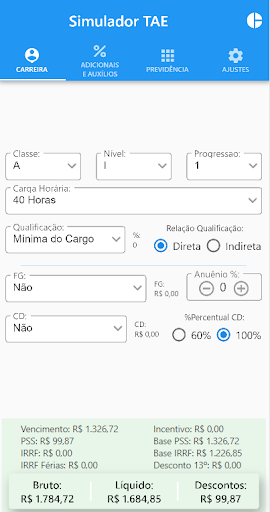 Android application Simulador Carreira TAES-IFES screenshort