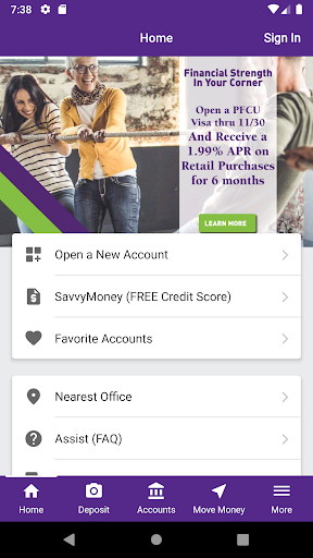 Android application Partnership Financial CU screenshort