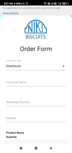 Niki Biscuit Order App Screen 3