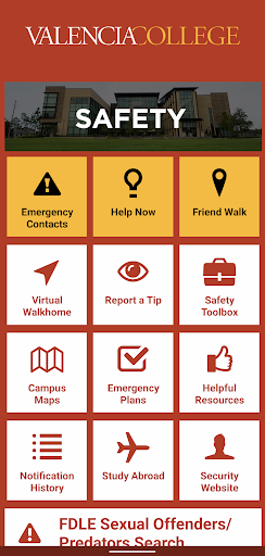 Android application Valencia College Safety screenshort