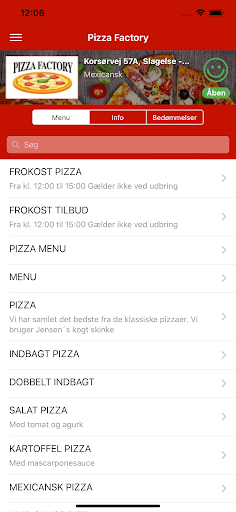 Android application Pizza Factory screenshort