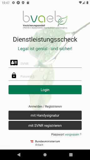 Android application DLS - Dienstleistungsscheck screenshort