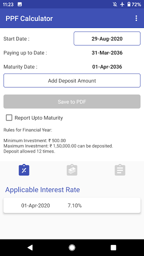 Investment Tracker - PPF, EMI Screen 2