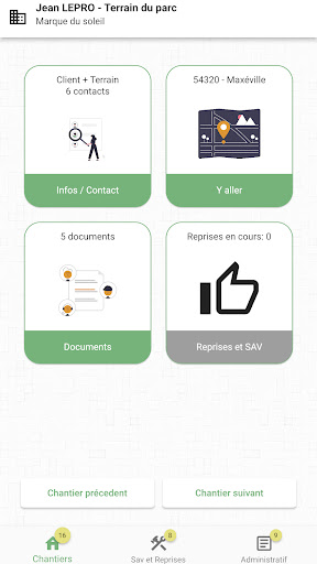 Android application Portail Artisan screenshort