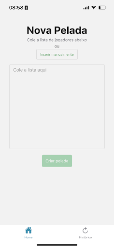 Android application PeladaFacil screenshort