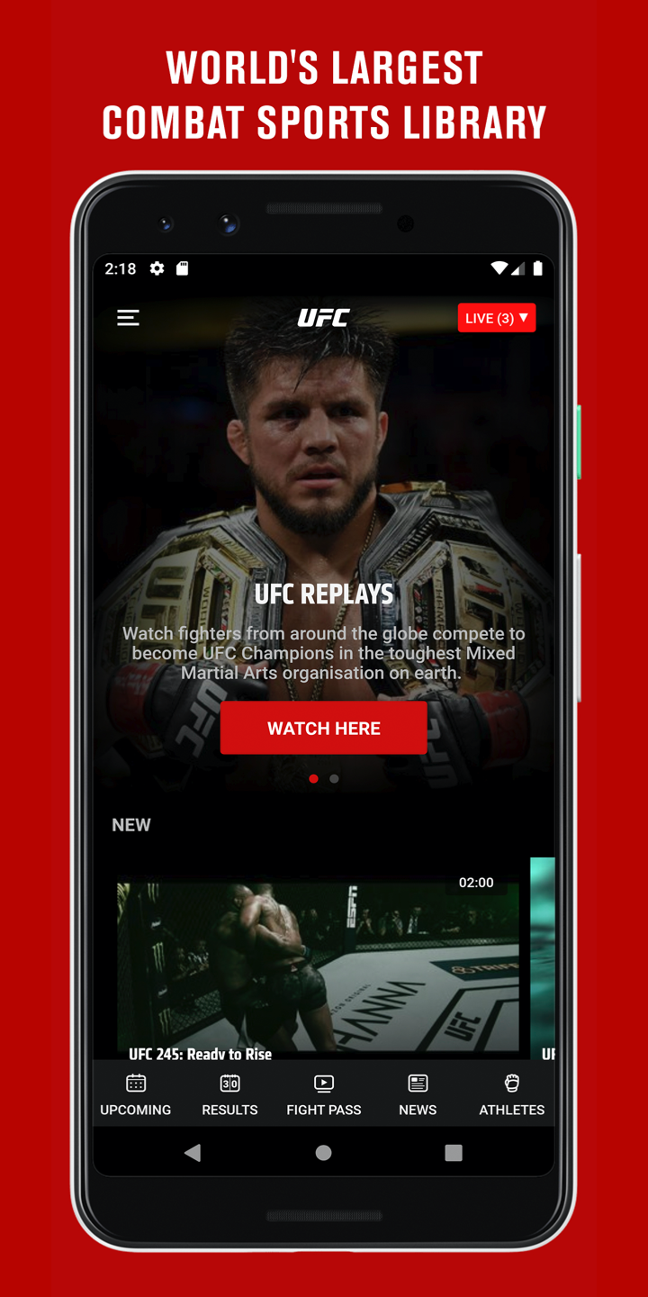 Android application UFC screenshort