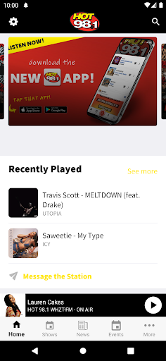 Android application Hot 98.1 screenshort