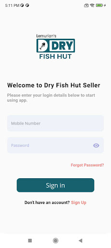 Android application Dry Fish Hut Seller screenshort