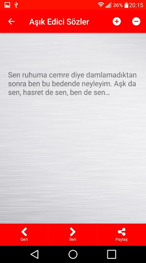 Android application Aşık Edici Sözler screenshort