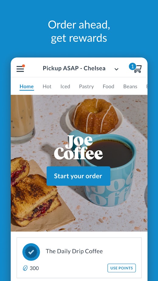 Android application Joe Coffee Company screenshot