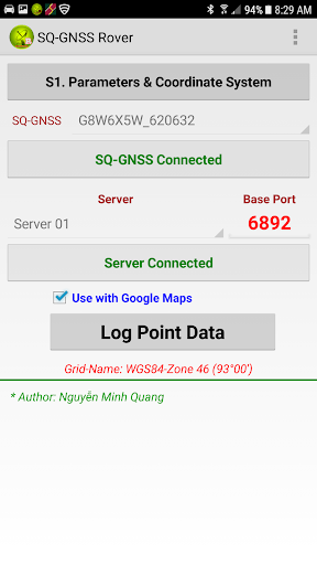 Android application SQ-GNSS Rover (English Version screenshort